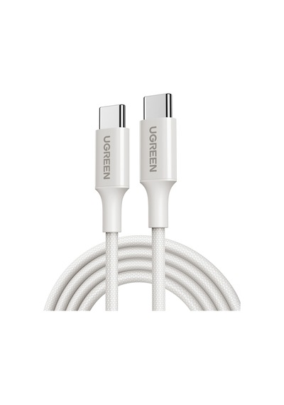Ugreen USB-C 60W 3A QC PD Örgülü Hızlı Şarj Kablosu 2 M Beyaz 35219