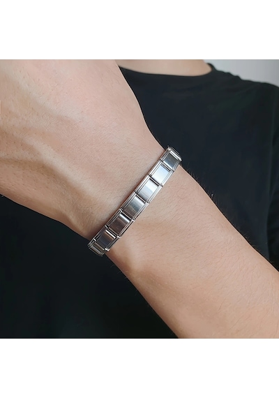 Çelik Bileklik İtalyan Charm Yazısız Model Unisex Erkek Kadın 3 Mm 18 Cm Gümüş Silver Gümüş