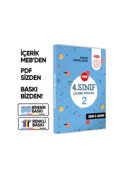 2026 MEB İlkokul 4.Sınıf Çalışma Soruları 2 Tüm Dersler Kazanım Pekiştirme Kitabı BASKI ÜCRETİ
