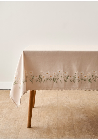 Bella Maison Daisy Kopanakili Baskılı Masa Örtüsü Bej 150x250 Cm Bej