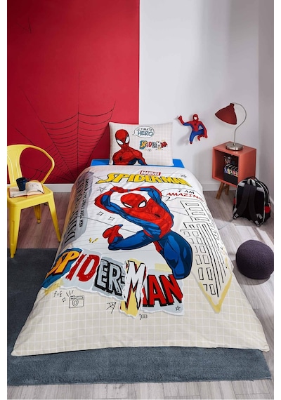 Özdilek Spiderman Web Sling Tek Kişilik Lisanslı Lastikli Çocuk Nevresim Takımı Gri