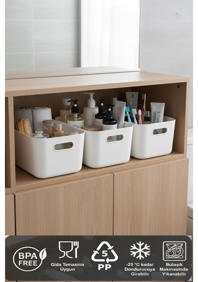 Bath 2 Adet Banyo Düzenleyici Organizer Beyaz Renk Plastik Çok Amaçlı Dolap Düzenleyici Plastik 25 X Diğer