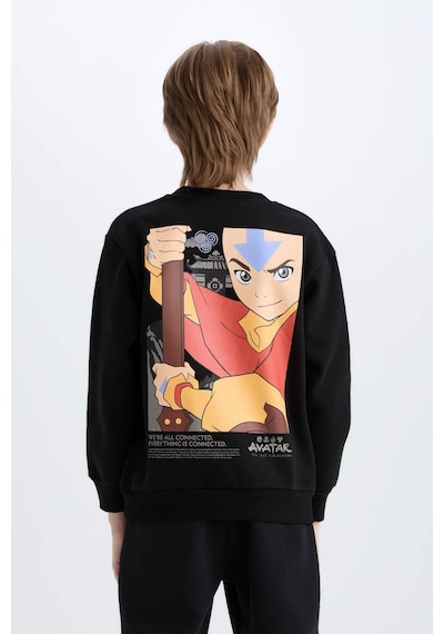 DeFacto Erkek Çocuk Avatar the Last Airbender Bisiklet Yaka İçi Yumuşak Tüylü Sweatshirt D6742A824WNBK81