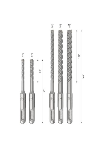 Bosch Professional Accessories Sds Plus-5 X: Set 5 Uds: 5, 6, 6, 8, 10 5