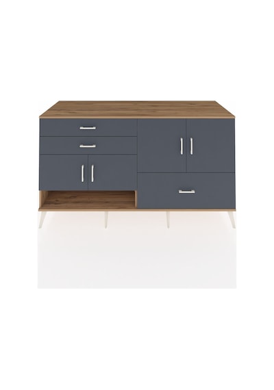 Kronos Konsol 3 Raflı 3 Çekmeceli 4 Kapaklı 176x59x99 Çam-antrasi Çam-antrasit