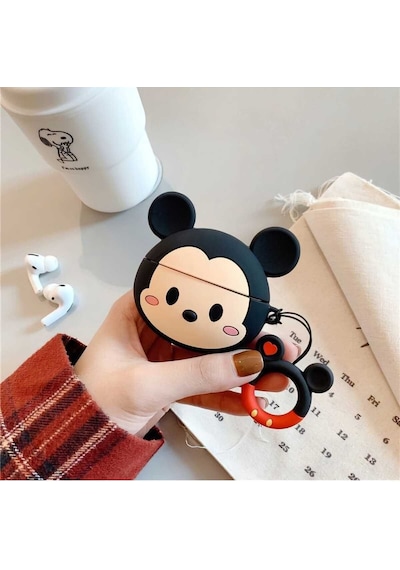 Apple Uyumlu iPhone 1/2. Nesil  Koruyucu Bluetooth Kulaklık Kılıfı Mickey Mouse Figürlü Mickey Mouse Airpods 1/2. Nesil