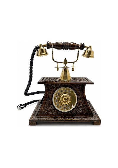 Ahşap Ve Pirinç Nostaljik Masa Telefonu Af931