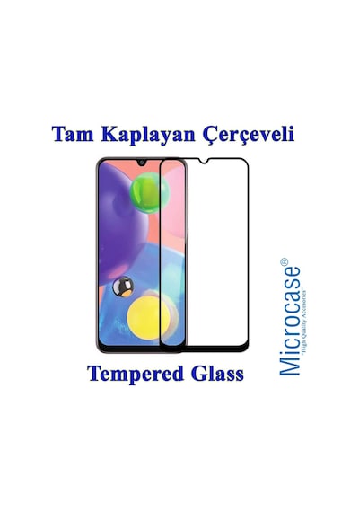 Samsung Uyumlu Galaxy A70S Tam Kaplayan Çerçeveli Tempered Cam - Siyah