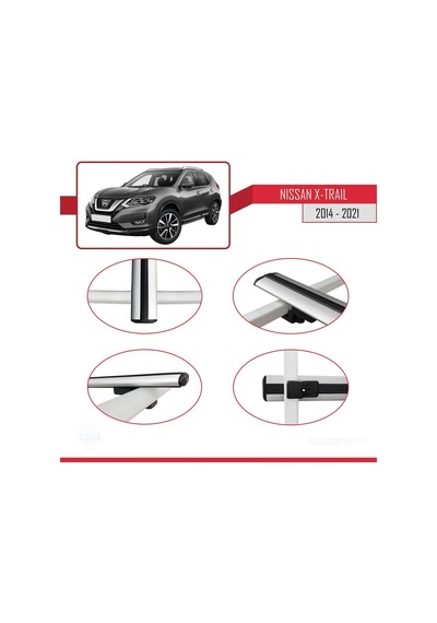 Nissan X-trail 2014-2021 Arası İle Uyumlu Basic Model Ara Atkı Tavan Barı Gri 3 Adet