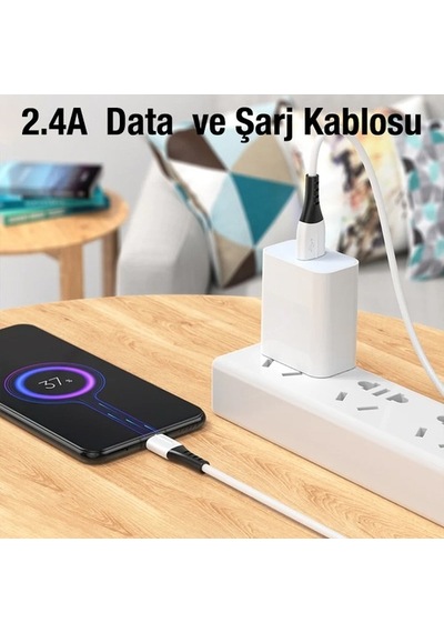 Hoco X82 Apple iPhone Uyumlu Lightning To Usb 2.4A Silikon Data Ve Şarj Kablo (552176440)-Beyaz