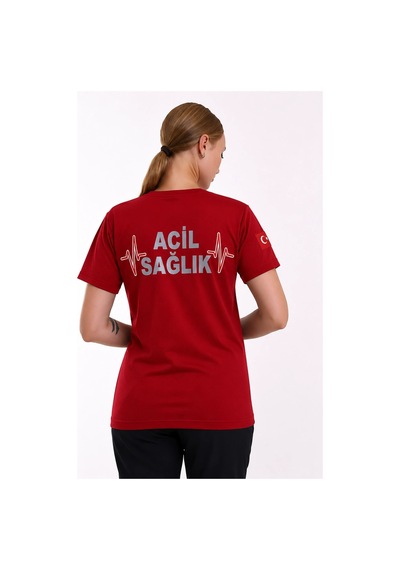 Acil Sağlık Dry Touch Unisex Kısa Kol Tshirt - Kırmızı