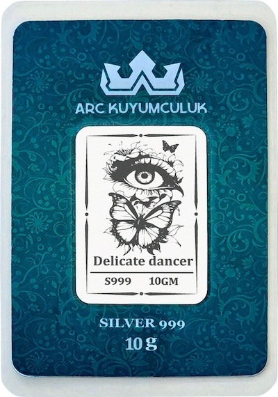 Hediyeye Özel 10 Gram Kelebek Temalı 999 Ayar Gümüş İle Üretilmiş Gümüş Külçesi-753