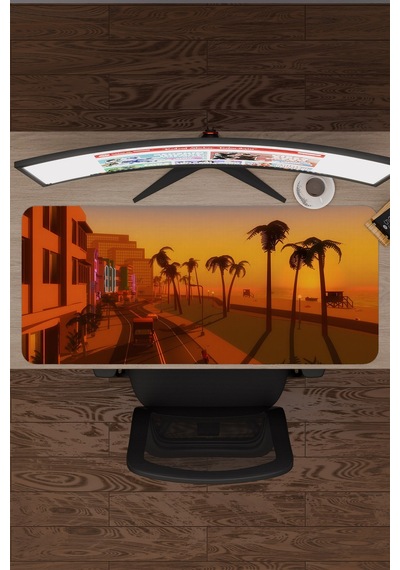 Gta Vice City Kaymaz Dikişli Kauçuk Oyuncu Mousepad V5 - 90x40 Xxl Gaming Mouse Pad Fare Altlığı