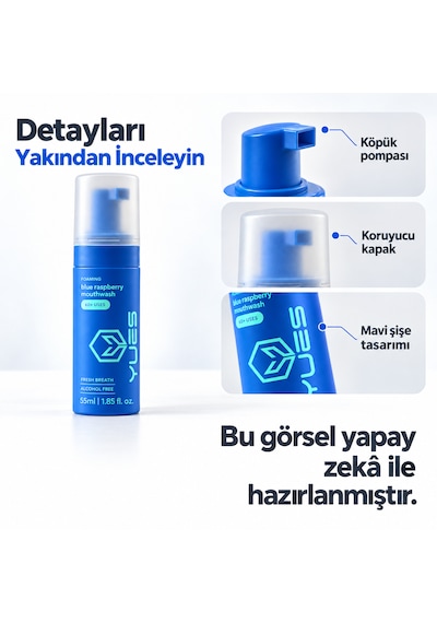 Yues Köpük Ağız Gargarası Alkolsüz Mavi Ahududu Aromalı 55 Ml