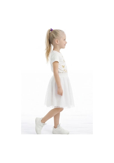 Fesshera Kids Kız Çocuk Etek Beli Lastikli Pamuklu Ve Astarlı Tül Etek Beyaz