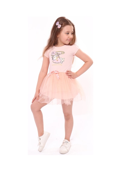 Toontoy Kids Toontoy Kız Çocuk Baskılı Elbise Pembe