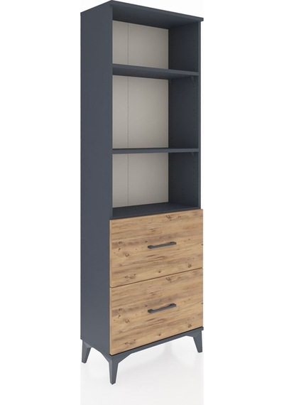 Arges Dolap 3 Raflı 2 Çekmeceli 60x30x182 Antrasit-çam Antrasit