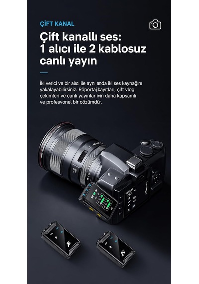 Lexroo Denshi Kl-g99 Kablosuz Yaka Mikrofonu Çift Mikrofonlu, 20 Saat Pil Ömrü