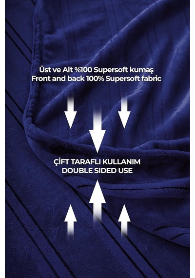 Mayer Supersoft Yumuşak Çift Kişilik Battaniye 180x230 Cm Lacivert Çok Renkli