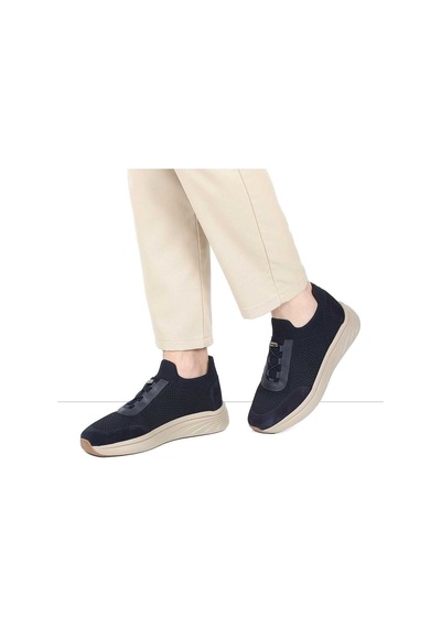 Erkek Lacivert Kalın Tabanlı Deri Sneaker