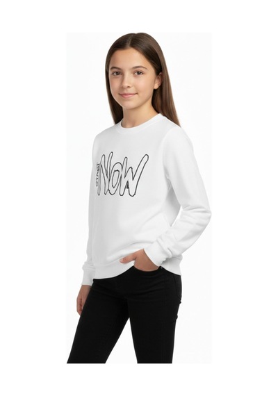 Kız Çocuk Baskılı Sweatshirt Bgl-st05267 Ekru