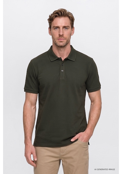 AC&Co / Altınyıldız Classics Altinyildiz Classics Erkek Haki Slim Fit Dar Kesim Polo Yaka %100 Pamuk Kısa Kollu Tişört 4A4820200001HAKS Haki