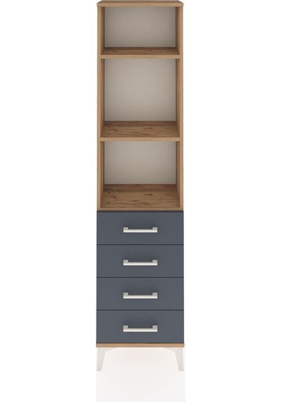 Arges Dolap 3 Raflı 4 Çekmeceli 44x30x182 Çam-antrasit Çam