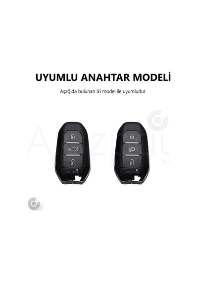 Peugeot 208 308 508 3008 5008 & Opel & Citroen & Toyota & Ds Şeffaf Tpu Anahtar Kılıfı Siyah