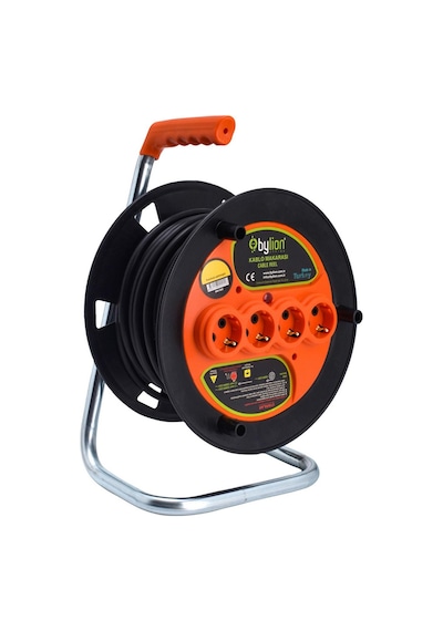 Bylion 30 Metre Makaralı Seyyar Uzatma Kablosu 3x2.5 - PMK-30325-F