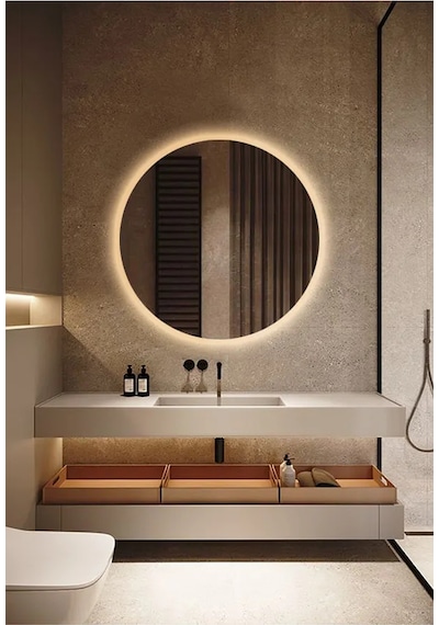 Fawdecor Led Işıklı Yuvarlak Duvar Aynası 90x90 Gün Işığı