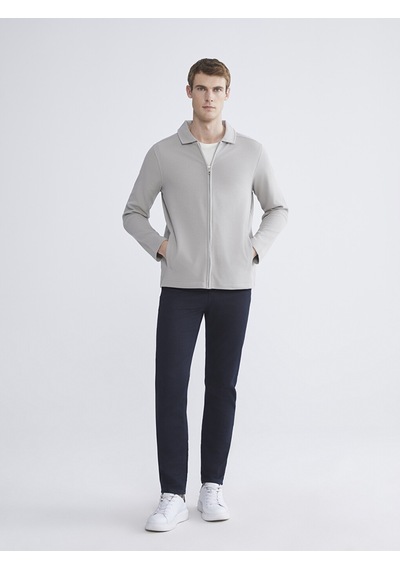 Lcwaıkıkı Classic Gri Standart Kalıp Polo Yaka Erkek Fermuarlı Sweatshirt