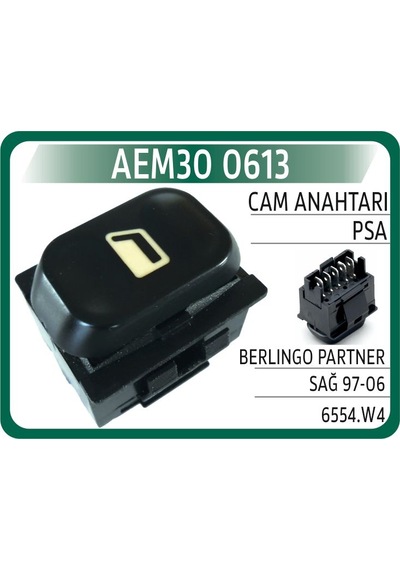 Aem Cam Açma Anahtarı On Sağ Peugeot Partner Iı-berlıngo Iı 03-08 -xsara-xantıa 5 Fişli Aem30 0613 6554.w4