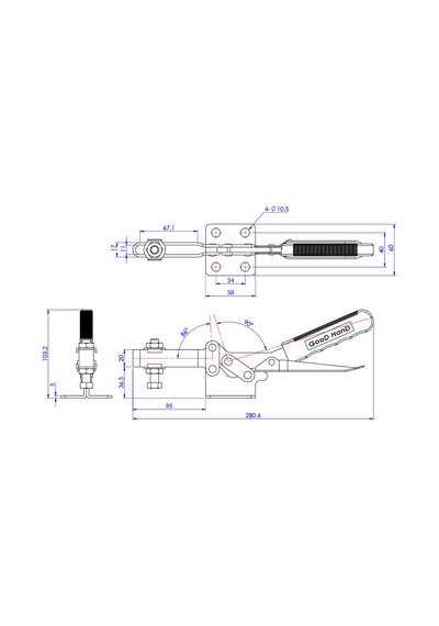 Goodhand Gh-21385 Yatay Geçiş Kelepçesi 300 Kg Kapasiteli Düz T