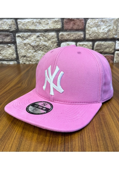 Hamze Ny Newyork Nakışlı Hiphop Snapback Rapper Drip Şapka Cap Pembe - Beyaz