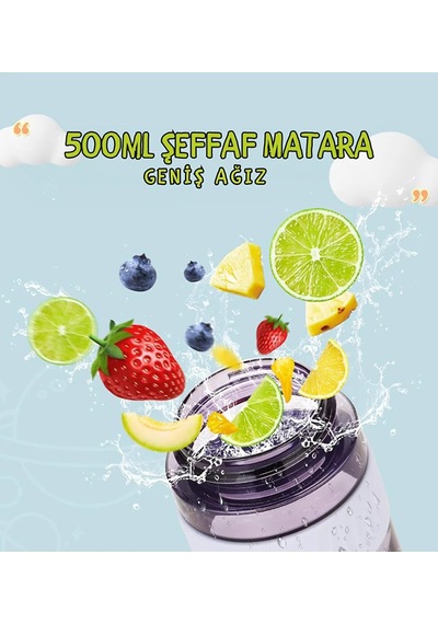 Tkk 550ml Kilitlenebilir Kapak Rahat İçim Taşıma Kulplu Tritan Spor Matara Mor Diğer