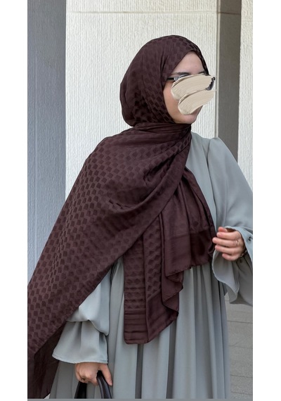 Qalortex Scarf Premium Pamuklu Jakar Şal-acı Kahve