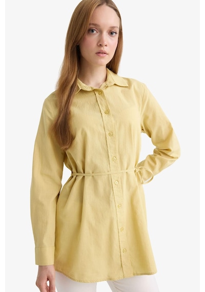 Defacto Regular Fit Poplin Bağlamalı Uzun Kollu Gömlek Tunik D4160ax25smkh520 Haki