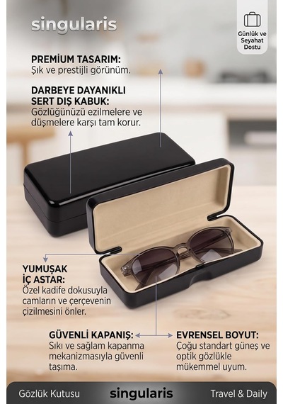1. Kalite Lx Çizilme Önleyici Gözlük Saklama Kabı Kutusu Siyah