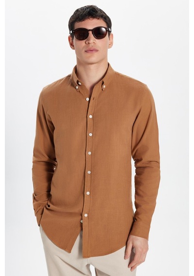 Tudors Erkek Slim Fit Dar Kesim %100 Pamuk Keten Doku Düğmeli Yaka Kahverengi Gömlek-32809 Kahverengi Tudors Erkek Slim Fit Dar Kesim %100 Pamuk Keten Doku Düğmeli Yaka Kahverengi Gömlek-32809 Kahverengi