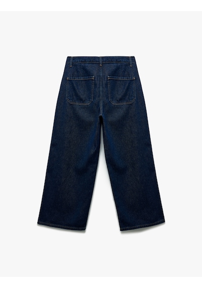 Koton Normal Paça Düğmeli Yüksek Bel Pamuklu Geniş Paça Crop Jean Pantolon - Wide Leg Jeans Koyu İndigo 6wal40086md Dark Indigo Koton Normal Paça Düğmeli Yüksek Bel Pamuklu Geniş Paça Crop Jean Pantolon - Wide Leg Jeans Koyu İndigo 6wal40086md Dark Indigo
