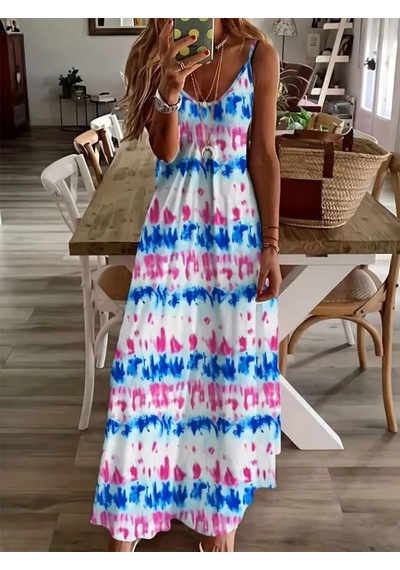 Veraura Lifestyle Kadın Askılı Tam Boy Süprem Elbise Desenli