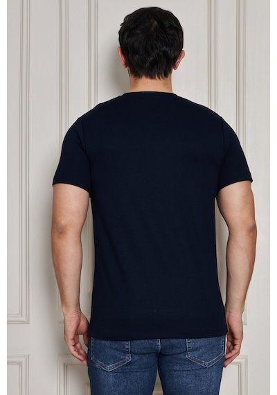 Erkek Jeuss Oysho Kumaş Sıfır Yaka Lacivert Tshirt