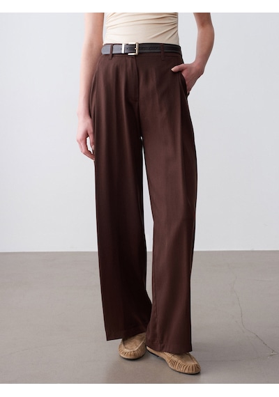 Dilvin 72698 Pileli Dökümlü Pantolon-kahve