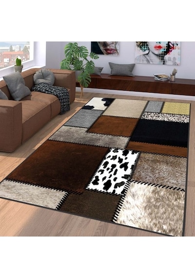 Rovigo Home Dijital Baskı Kaymaz Taban Salon Halısı Rvg1074 Çok Renkli