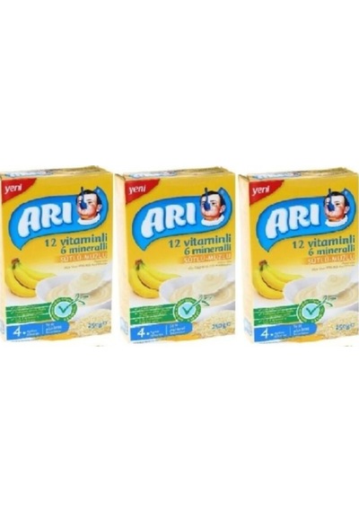 Arı Mama 12 Vitaminli 6 Mineralli Sütlü Muzlu Pirinç Unu Mama 3 Adet 250 Gr