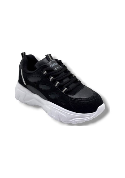 Queen Step 1001-26 Süet Cilt Simli Anatomik Kadın Sneaker Siyah