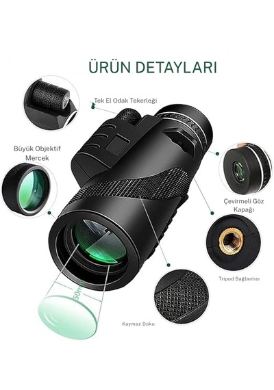 Techtic 80x100 Taşınabilir Monoküler Dürbün Teleskop Uzun Menzill