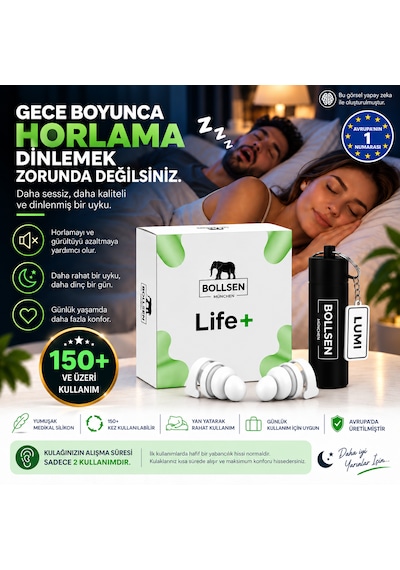 Life+ Silikon Kulak Tıkacı 24 Db Snr Uyku, Horlama, Gürültü, Çalışma, Odaklanma Ve Seyahat İçin Ses Azaltıcı, 150+ Kullanım