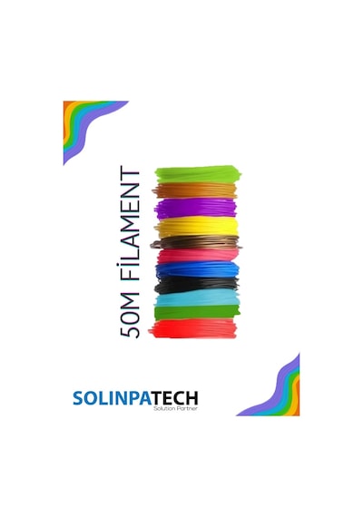 3D Kalem PLA Filament Seti 50 Metre (10 Renk) | 3D Yazıcı ve Kalem Uyumlu Renkli Filament