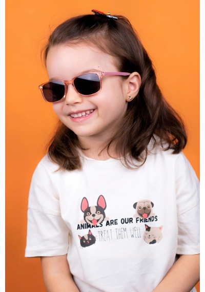 Yeni-unisex 5-9 Yaş Polarize Pembe Çocuk Güneş Gözlüğü Pembe